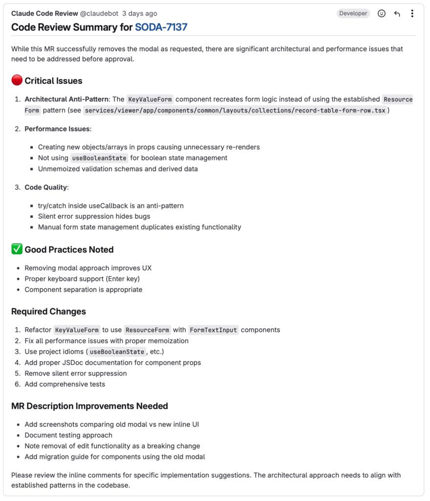 CloudSoda AI code review screenshot